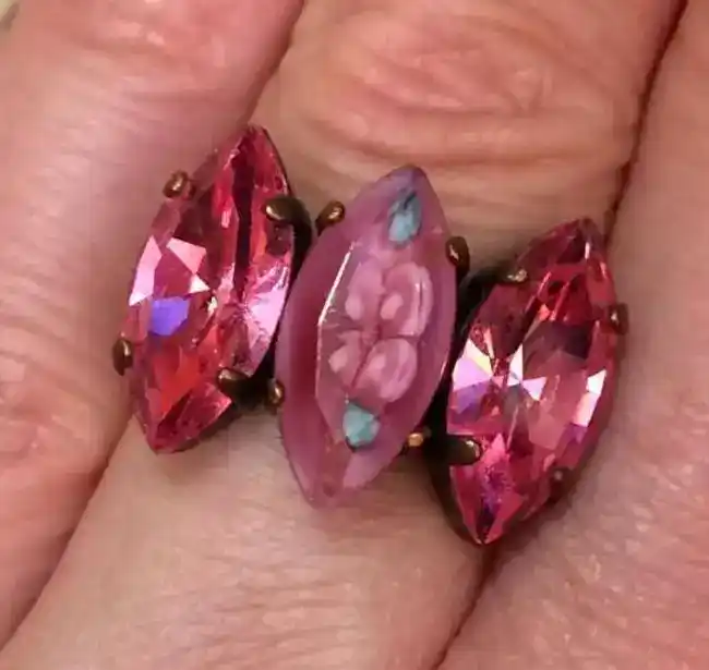 Bague Rose Style Fantaisie Bague réglable vintage.