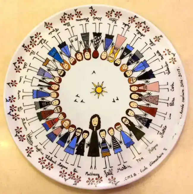 Plat à tarte en porcelaine personnalisé d'après la photo de classe .......